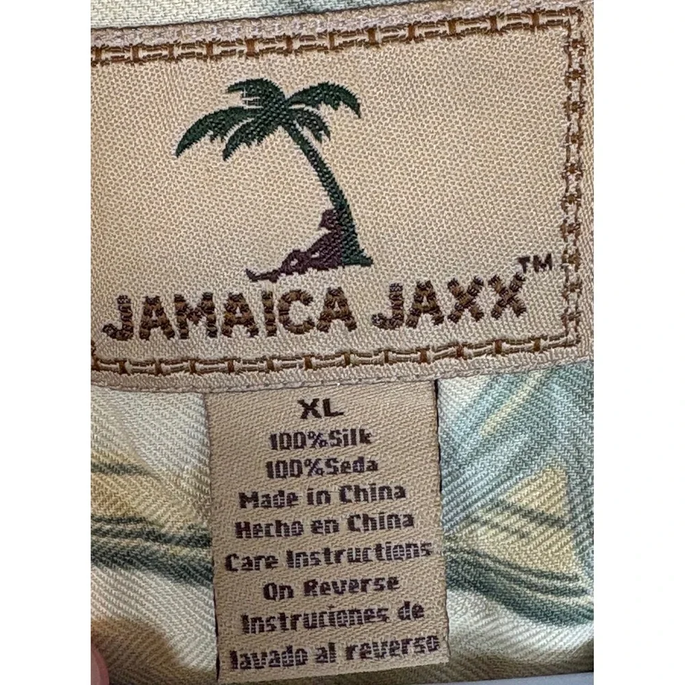 Jamaica‎ Jaxx Mens 100% Silk Bamboo Print Short Sleeve Button Up Shirt XL